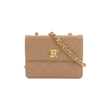 Chanel mini matelasse chain shoulder bag leather light brown gold metal fittings vintage Mini Matelasse Bag