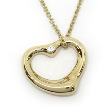 TIFFANY K18YG Open Heart 1P Diamond Necklace Women's