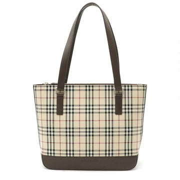 Burberry Nova check tote bag shoulder canvas leather beige dark brown