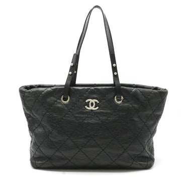 Chanel on the road quilted tote bag shoulder coco mark leather black 8019