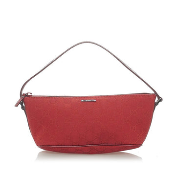 Gucci GG Canvas Handbag 07198 Red Leather Ladies GUCCI