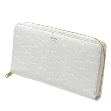 CELINE/ round zip long wallet white