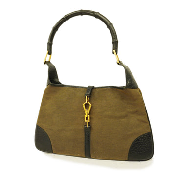 GUCCIAuth  Bamboo Handbag 001 4060 Women's Canvas Khaki