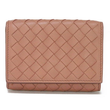 BOTTEGA VENETA Trifold Wallet Tiny Snap Button Compact Intrecciato Pink Beige 515385 Women's Billfold