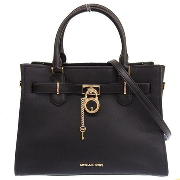 MICHAEL KORS Leather HAMILTON Satchel Medium Handbag 35T1GHMS2L Black Ladies