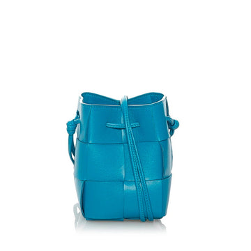 Bottega Veneta Cassette Shoulder Bag Blue Lambskin Calfskin Ladies BOTTEGAVENETA