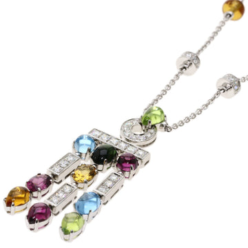 Bvlgari Allegra Multicolor Stone Diamond Necklace K18 White Gold Ladies BVLGARI