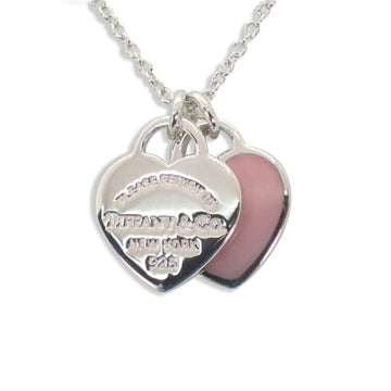 TIFFANY 925 pink enamel return to double heart tag pendant