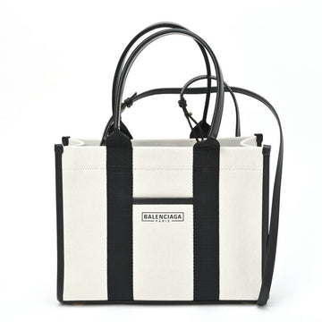 BALENCIAGA Hardware Small Tote Bag 671402 Cotton Canvas Light Beige/Black