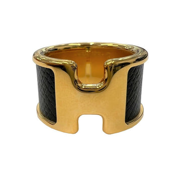 HERMES Olympe GM Ring Gold Hardware H Logo Black S Size Accessories Men's Women's New
