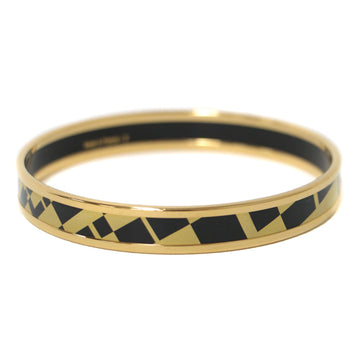 HERMES Bangle Bracelet Jewelry Accessory Gold Black 65 Enamel PM OPH Z engraved Elegant Made in France
