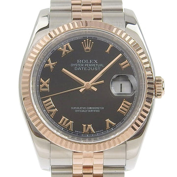 ROLEX Datejust men's watch black dial Roman index combination 116231 D number