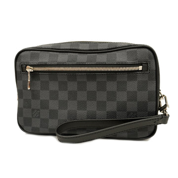 LOUIS VUITTONAuth  Damier Graphite Pochette Kasai N41664 Men's Clutch Bag