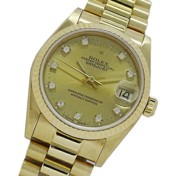 ROLEX Datejust 68278G No. R Wristwatch Boys 10P Diamond Automatic Winding AT 750YG 18K Gold Polished