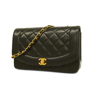 CHANEL Shoulder Bag Diana Chain Lambskin Black Gold Hardware Women's