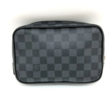 LOUIS VUITTON Truth Toilette PM N47522 Damier Graphite Black Silver Hardware Pouch Men's