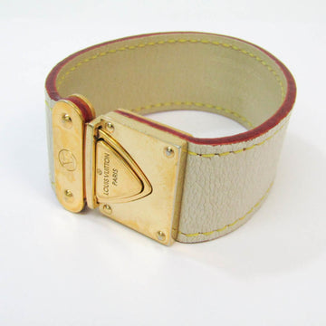 LOUIS VUITTON Suhali Brass Koala M91886 Leather,Metal Bangle Blanc,Gold