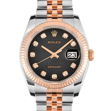 ROLEX Datejust 116231G 10P diamond K18PG x SS combination random men's self-winding watch black computer dial