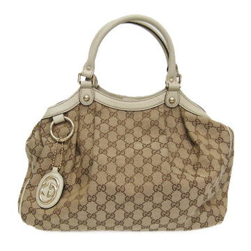 GUCCIssima Sookie 211944 Women's Leather,Canvas Handbag Beige,Brown,Cream