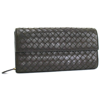 BOTTEGA VENETA Intrecciato Bifold Long Wallet Brown Leather