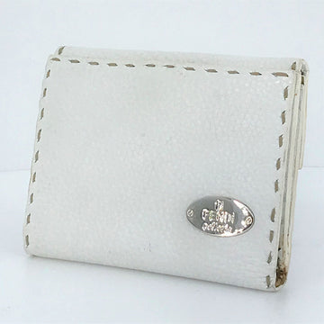 FENDI Selleria Wallet Bifold White Leather Women's Men's 8M0145