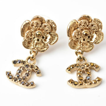 CHANEL Earrings  CC Coco Mark Camellia Swing Gold