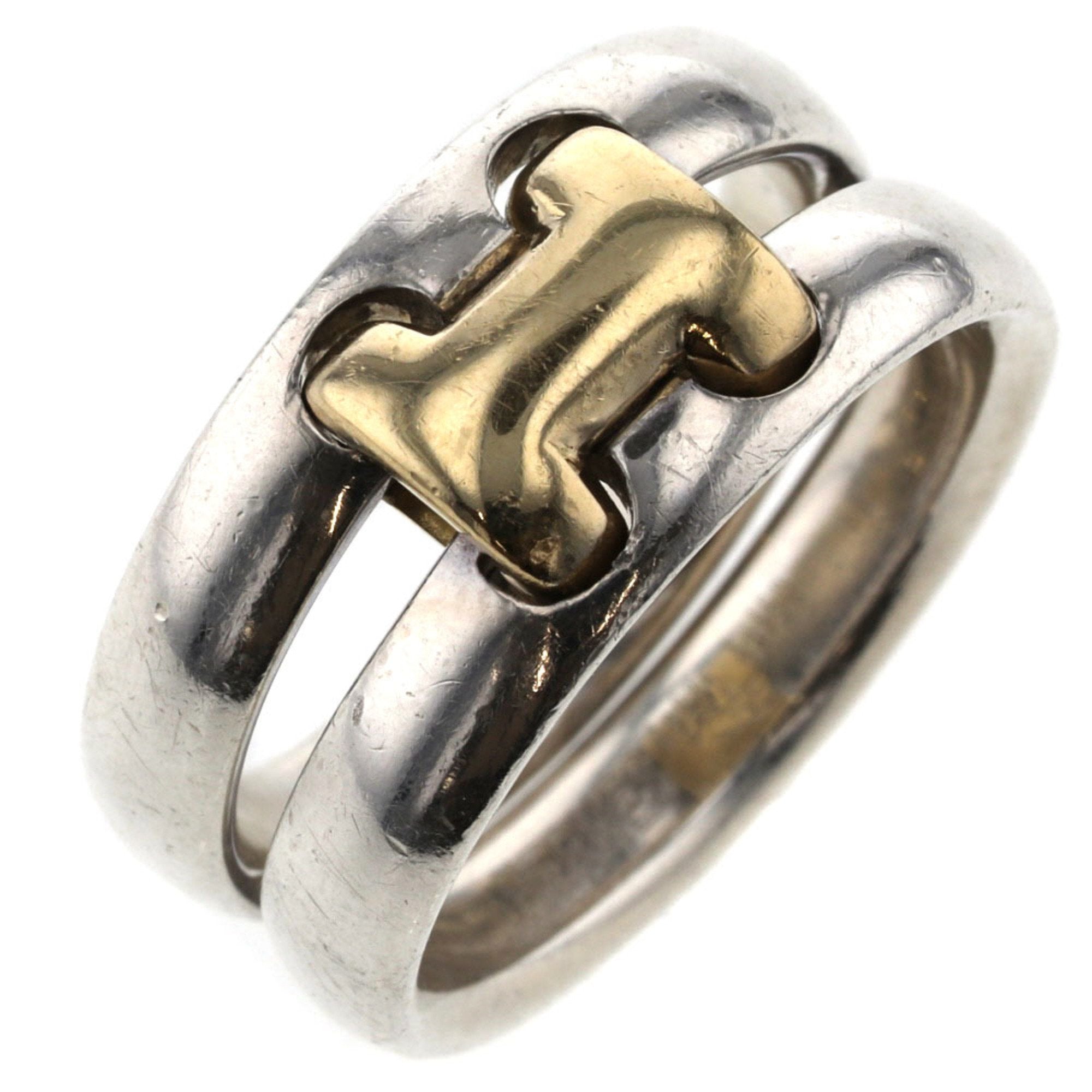 Hermes Ring Oramp Combi Silver 925 K18 Yellow Gold Upper No. 14 Lower