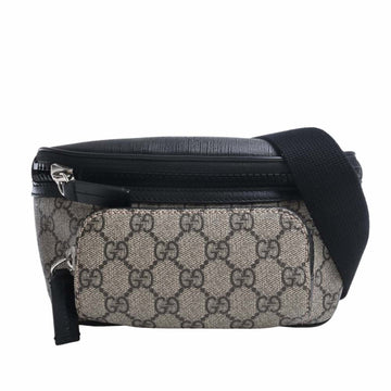 GUCCI GG Supreme Body Bag Waist 450946 Beige Black Women's