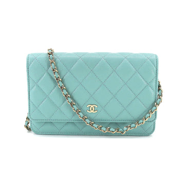 CHANEL matelasse classic chain wallet long caviar skin blue AP0250 gold metal fittings Chain Wallet