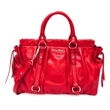 MIU MIU RT0383 Women's Leather Handbag,Shoulder Bag Red Color
