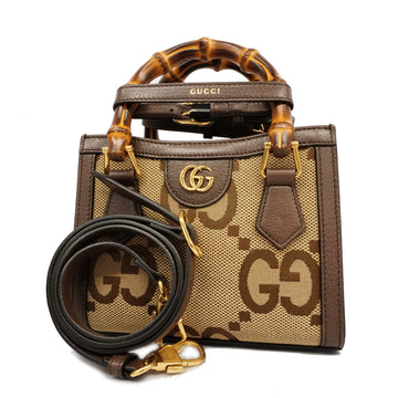 GUCCIAuth  Bamboo 2way Bag Diana Jumbo GG 655661 Women's Handbag,Shoulder Bag Beige,Brown