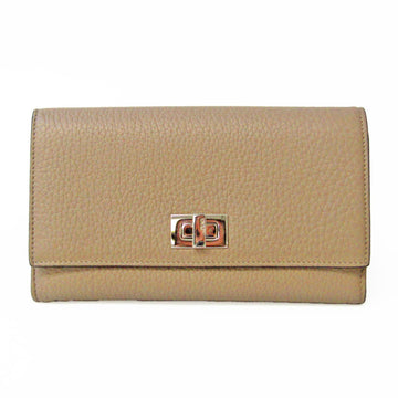 FENDI Peekaboo 8M0437 Women's Leather Long Wallet [bi-fold] Gray Beige