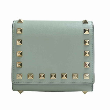 VALENTINO Garavani leather studded tri-fold wallet - green
