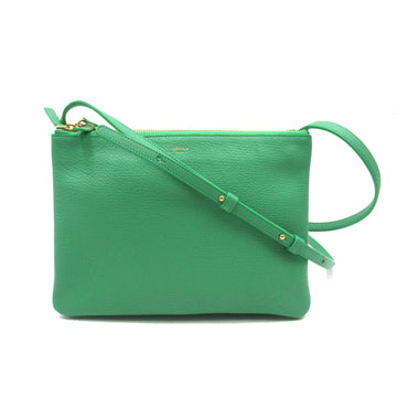 CELINE Trio Shoulder Bag Green leather