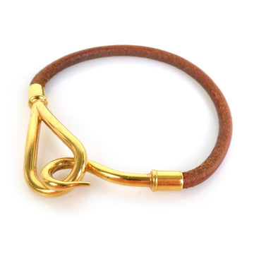 HERMES bracelet jumbo leather/metal brown/gold unisex