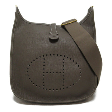 HERMES Evelyn 3PM Shoulder Bag Brown Etoupe Grey leather