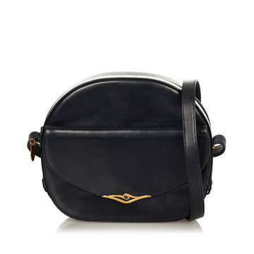 Cartier shoulder bag black leather ladies CARTIER