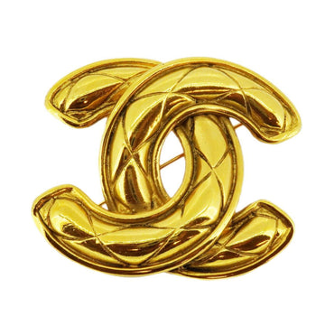 CHANEL brooch here mark matelasse GP plated gold ladies