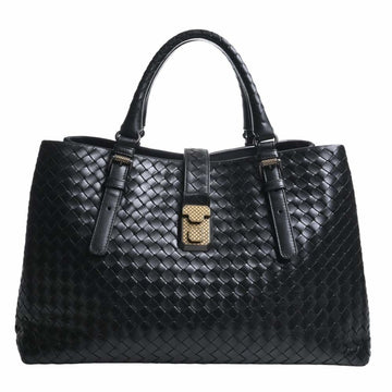 BOTTEGA VENETA Intrecciato Leather Rome Bag Handbag Black Ladies