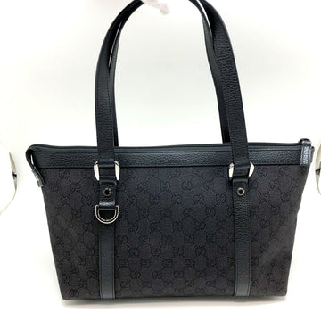 GUCCI Tote Bag 268640 Canvas Leather Black Silver Hardware Ladies