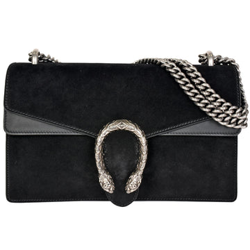 Gucci Dionysus chain shoulder bag suede leather black silver metal fittings 400249