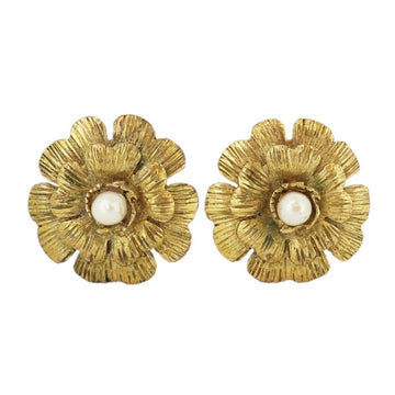 The Flower Motif Fake Pearl GP Plated Gold White Ladies