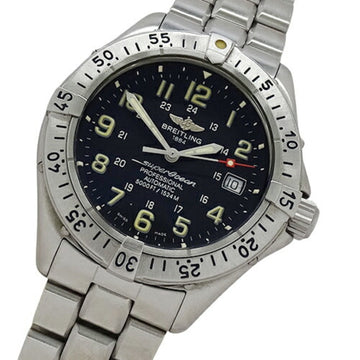 BREITLING Super Ocean Date A17045 Watch Men's Automatic Winding AT Stainless Steel SS Silver Black Polished