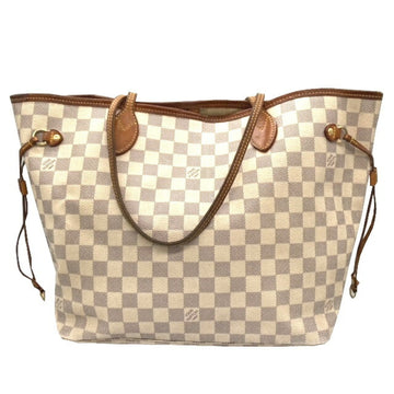 LOUIS VUITTON Tote Bag Damier Azur Azure Neverfull MM N51107 White Handbag Shoulder Women's