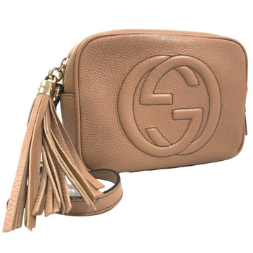 GUCCI Shoulder Bag SOHO Soho Camera 308364 Leather Rose Beige Ladies