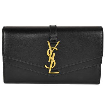 SAINT LAURENT Paris  Sulpice bi-fold long wallet leather black metal fittings 553559