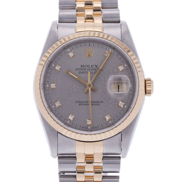 ROLEX Datejust 10P Diamond 16233G Men's YG/SS Watch Automatic Winding Print Computer Dial