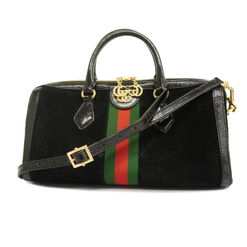 Gucci Sherry Line Handbag 524532 Women's Suede Handbag,Shoulder Bag Black