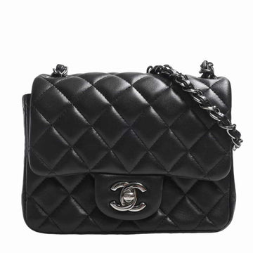 CHANEL Lambskin Matelasse Cocomark Chain Shoulder Bag - Black