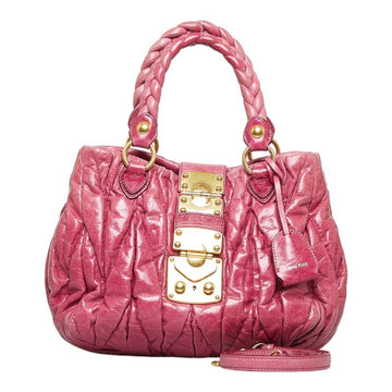 MIU MIU Miu handbag shoulder bag pink leather ladies MIUMIU